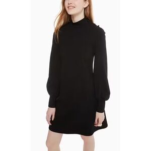Kate‎ Spade New York Black Mock Neck Puff Sleeve Button Cuff Dress Size S